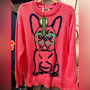 OKNIT Pink French Bulldog Sweater